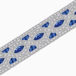 Load image into Gallery viewer, Art Deco Inspired Marquise Gemstone & Diamond Link Bracelet