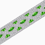 Load image into Gallery viewer, Art Deco Inspired Marquise Gemstone & Diamond Link Bracelet