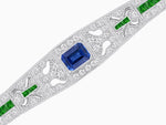 Load image into Gallery viewer, Art Deco Inspired Bracelet with Emerald Cut Center and Gemstones (Mounting)