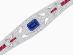 Load image into Gallery viewer, Art Deco Inspired Bracelet with Emerald Cut Center and Gemstones (Mounting)