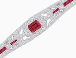 Load image into Gallery viewer, Art Deco Inspired Bracelet with Emerald Cut Center and Gemstones (Mounting)
