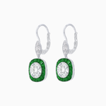 Load image into Gallery viewer, Cushion Halo Drop Earrings with Diamond and Gemstone | Mounting