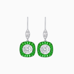 Load image into Gallery viewer, Cushion Halo Drop Earrings with Diamond and Gemstone | Mounting