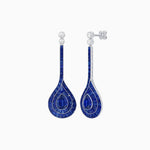 Load image into Gallery viewer, Art Deco Inspired Double Halo Drop Earrings with Diamond and Gemstone | Mounting