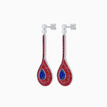 Load image into Gallery viewer, Art Deco Inspired Double Halo Drop Earrings with Diamond and Gemstone | Mounting