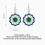 Load image into Gallery viewer, Vintage Floral Dangle Earrings with Diamond Halo and Calibre-Cut Gemstone Accents