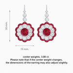 Load image into Gallery viewer, Vintage Floral Dangle Earrings with Diamond Halo and Calibre-Cut Gemstone Accents