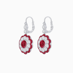Load image into Gallery viewer, Vintage Floral Dangle Earrings with Diamond Halo and Calibre-Cut Gemstone Accents