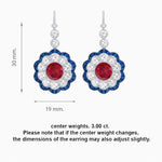 Load image into Gallery viewer, Vintage Floral Dangle Earrings with Diamond Halo and Calibre-Cut Gemstone Accents