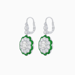 Load image into Gallery viewer, Vintage Floral Dangle Earrings with Diamond Halo and Calibre-Cut Gemstone Accents