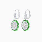 Load image into Gallery viewer, Vintage Floral Dangle Earrings with Diamond Halo and Calibre-Cut Gemstone Accents