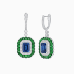Load image into Gallery viewer, Art Deco Style Emerald Cut Earrings with Gemstones
