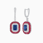 Load image into Gallery viewer, Art Deco Style Emerald Cut Earrings with Gemstones