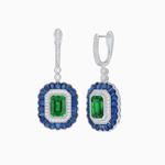Load image into Gallery viewer, Art Deco Style Emerald Cut Earrings with Gemstones