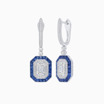 Load image into Gallery viewer, Art Deco–Inspired Mounting Emerald Cut Drop Earrings with Diamonds and Gemstones