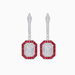 Load image into Gallery viewer, Art Deco–Inspired Mounting Emerald Cut Drop Earrings with Diamonds and Gemstones