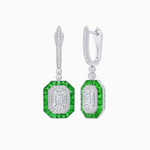 Load image into Gallery viewer, Art Deco–Inspired Mounting Emerald Cut Drop Earrings with Diamonds and Gemstones