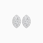 Load image into Gallery viewer, Art Deco Inspired Marquise Cut Stud Earrings with Baguette Diamond Halo