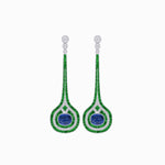 Load image into Gallery viewer, Art Deco Inspired Diamond Drop Earrings With Gemstone