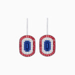 Load image into Gallery viewer, Art Deco Inspired Emerald-Cut Halo Drop Earrings Mounting with Diamonds and Gemstones