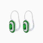 Load image into Gallery viewer, Art Deco Inspired Emerald-Cut Halo Drop Earrings Mounting with Diamonds and Gemstones