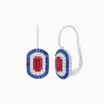 Load image into Gallery viewer, Art Deco Inspired Emerald-Cut Halo Drop Earrings Mounting with Diamonds and Gemstones
