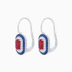 Load image into Gallery viewer, Art Deco Inspired Emerald-Cut Halo Drop Earrings Mounting with Diamonds and Gemstones