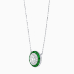 Load image into Gallery viewer, Art Deco Inspired Round Double Halo Necklace