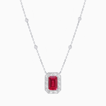 Load image into Gallery viewer, Art Deco Inspired Emerald Cut Necklace with Baguette Diamond Halo