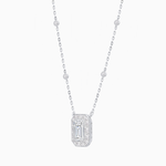 Load image into Gallery viewer, Art Deco Inspired Emerald Cut Necklace with Baguette Diamond Halo