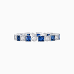 Load image into Gallery viewer, Art Deco Inspired Square Gemstone & Diamond Stackable Full Eternity Band