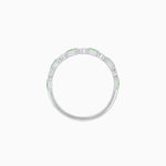 Load image into Gallery viewer, 14K White Gold Vintage-Inspired Tsavorite and Diamond Half Eternity Band with Milgrain Bezels