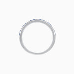 Load image into Gallery viewer, Art Deco Style Square Blue Sapphire and Baguette Diamond Half Eternity Band in 18K White Gold