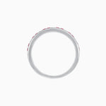 Load image into Gallery viewer, Art Deco Style Square Ruby and Baguette Diamond Half Eternity Band in 14K White Gold