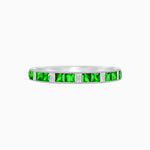 Load image into Gallery viewer, Art Deco Style Square Tsavorite and Baguette Diamond Half Eternity Band in 14K White Gold