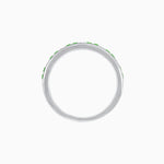Load image into Gallery viewer, Art Deco Style Square Tsavorite and Baguette Diamond Half Eternity Band in 14K White Gold