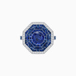 Load image into Gallery viewer, Art Deco Style Octagonal Ring with Geometric Design and Customizable Center Stone