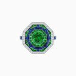 Load image into Gallery viewer, Art Deco Style Octagonal Ring with Geometric Design and Customizable Center Stone