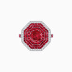 Load image into Gallery viewer, Art Deco Style Octagonal Ring with Geometric Design and Customizable Center Stone