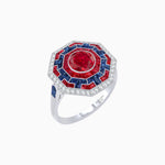 Load image into Gallery viewer, Art Deco Style Octagonal Ring with Geometric Design and Customizable Center Stone