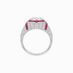 Load image into Gallery viewer, Art Deco-Inspired Starburst Halo Ring Mounting with Diamond Accents Custom Center Stone | Bold Geometric Design | Handcrafted Milgrain