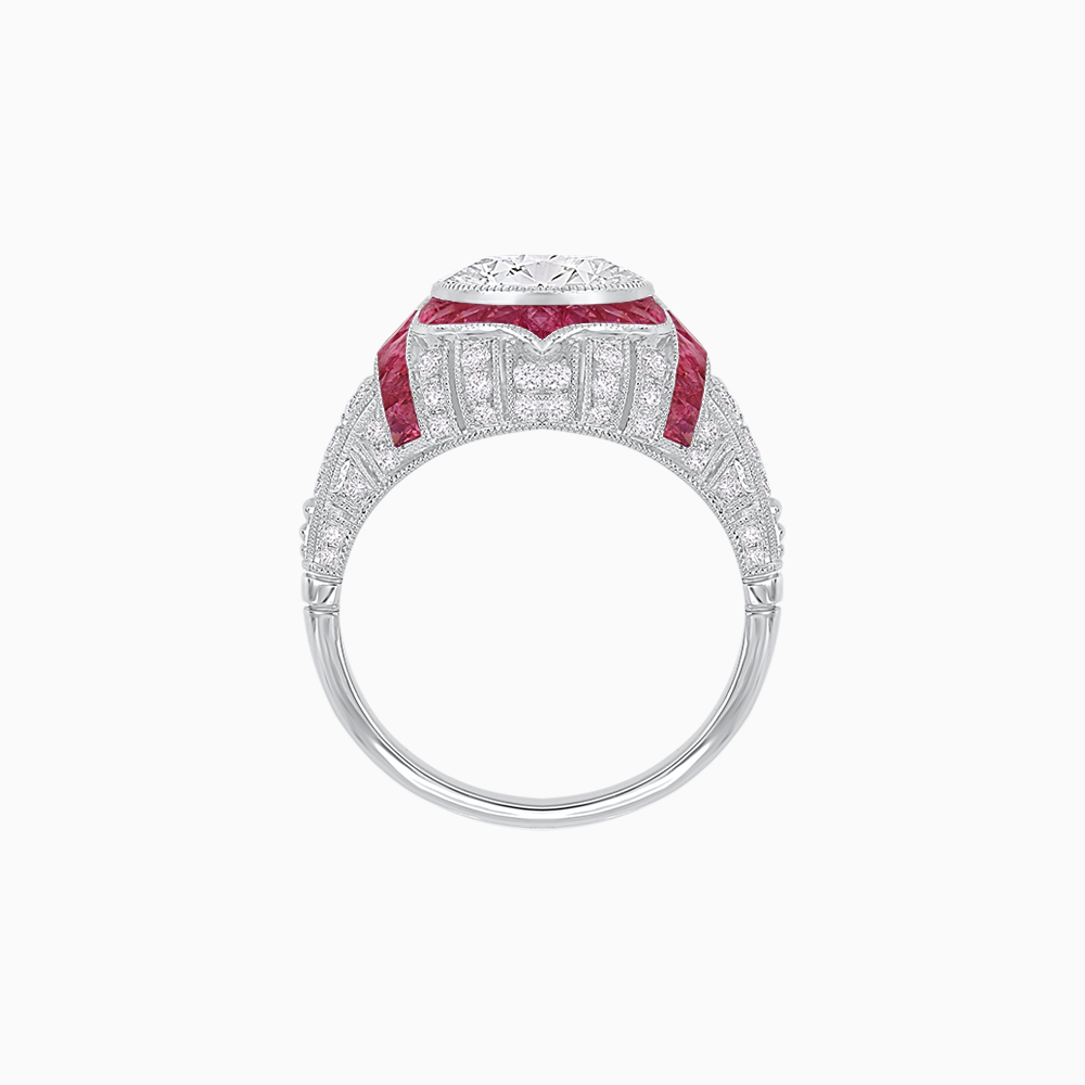 Art Deco-Inspired Starburst Halo Ring Mounting with Diamond Accents Custom Center Stone | Bold Geometric Design | Handcrafted Milgrain