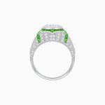 Load image into Gallery viewer, Art Deco-Inspired Starburst Halo Ring Mounting with Diamond Accents Custom Center Stone | Bold Geometric Design | Handcrafted Milgrain