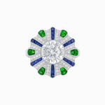 Load image into Gallery viewer, Art Deco-Inspired Peacock Diamond Ring Custom Center Stone | Fan Motif Halo | Hand-Applied Milgrain