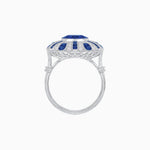Load image into Gallery viewer, Art Deco-Inspired Peacock Diamond Ring Custom Center Stone | Fan Motif Halo | Hand-Applied Milgrain