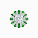 Load image into Gallery viewer, Art Deco-Inspired Peacock Diamond Ring Custom Center Stone | Fan Motif Halo | Hand-Applied Milgrain