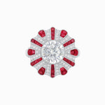 Load image into Gallery viewer, Art Deco-Inspired Peacock Diamond Ring Custom Center Stone | Fan Motif Halo | Hand-Applied Milgrain