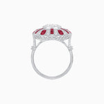 Load image into Gallery viewer, Art Deco-Inspired Peacock Diamond Ring Custom Center Stone | Fan Motif Halo | Hand-Applied Milgrain