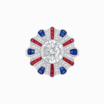Load image into Gallery viewer, Art Deco-Inspired Peacock Diamond Ring Custom Center Stone | Fan Motif Halo | Hand-Applied Milgrain
