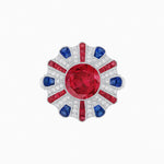 Load image into Gallery viewer, Art Deco-Inspired Peacock Diamond Ring Custom Center Stone | Fan Motif Halo | Hand-Applied Milgrain